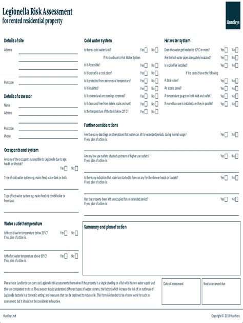 Fillable Online Legionella Risk Assessment Template Top 4 Free