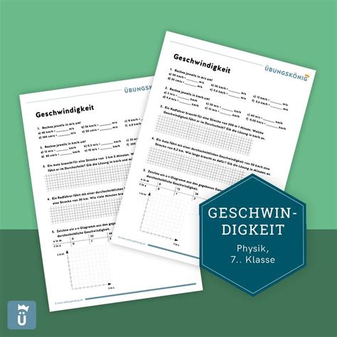 Kostenlose ArbeitsblÃtter und Ã bungen als PDF zur Geschwindigkeit