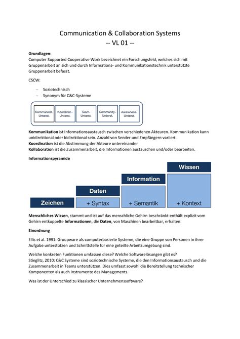 C C Vorlesung Zusammenfassung Communication Collaboration