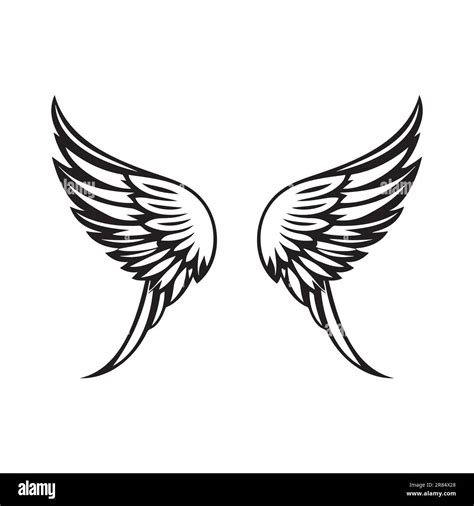 Wings black and white vector icon. Template for logo, emblem or badge ...