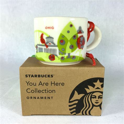 Starbucks Ohio You Are Here YAH Christmas ORNAMENT 2 Oz Ceramic Mini