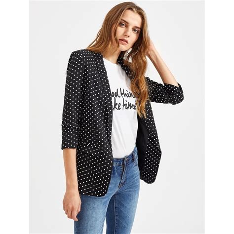 Polka Dot Open Front Blazer Black Polka Dot Blazer Fashion Blazer Fashion