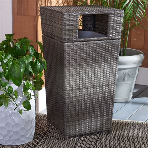 SAFAVIEH Mazeli Outdoor Patio Trash Bin, Grey Brown - Walmart.com