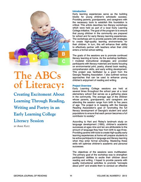 The Abcs Of Literacy Creating Excitement About Learning Through