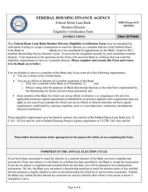 Fillable Online FHFA Form 131 Federal Home Loan Bank Member Director