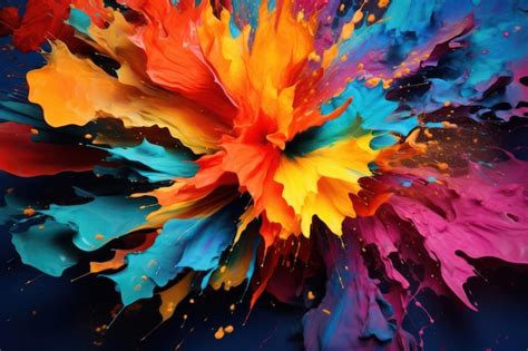 Premium Photo Vibrant Burst Of Paint Splatters