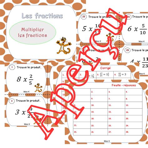 Multiplier Les Fractions Cartes T Ches