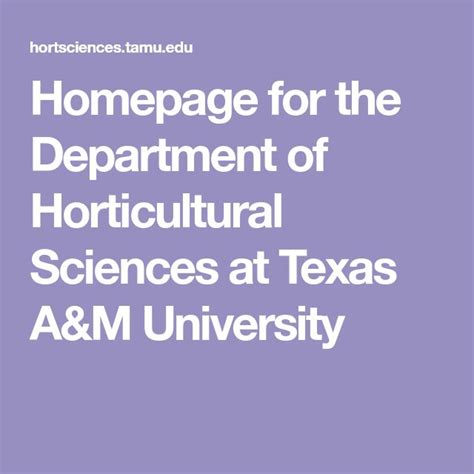 Homepage For The Department Of Horticultural Sciences At Texas Aandm