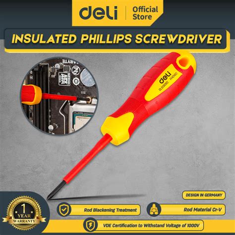 Deli Obeng Listrik Insulasi Volt Insulated Phillips Screwdriver