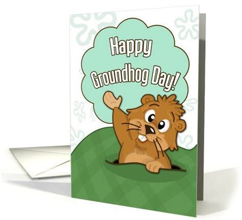 Happy Groundhog Day Cute Groundhog Illustration Card Happy Groundhog