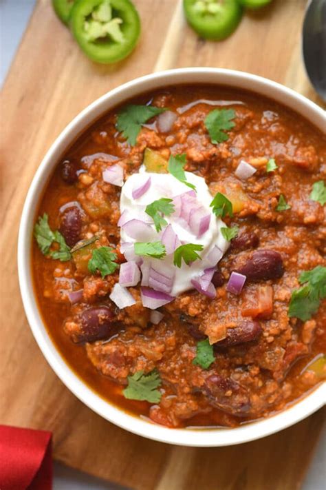 Healthy Crockpot Turkey Chili Low Cal Gf Skinny Fitalicious®