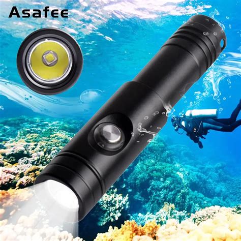 Asafee Night Diving Flashlight Scuba Torch Cree Xm L U Led