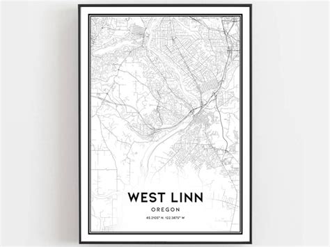 West Linn Map Print West Linn Map Poster Wall Art or City - Etsy