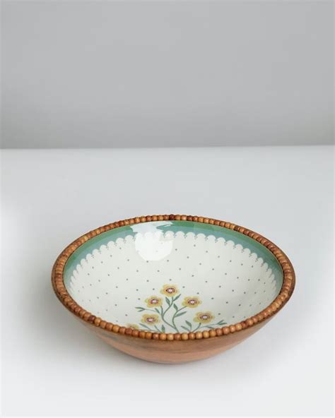 Dunnes Stores Aqua Carolyn Donnelly Eclectic Beaded Wooden Bowl