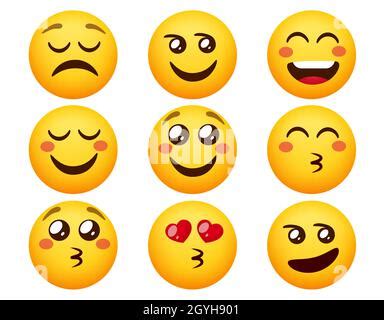 Smileys Emojis Ed Emoticon Faccia Set Di Vettore Smiley Emoji Facce