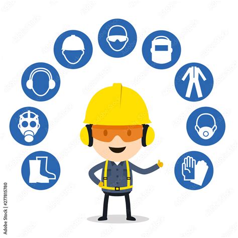 Personal Protective Equipment And Safety Icons Vector Illustration