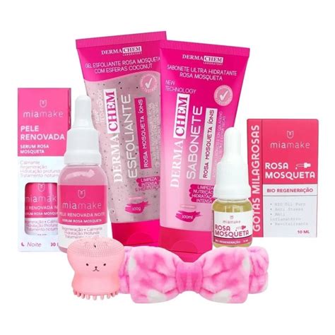 Kit Skin Care Limpeza Pele Pele Seca Rosa Mosqueta 6 Itens C Faixa E