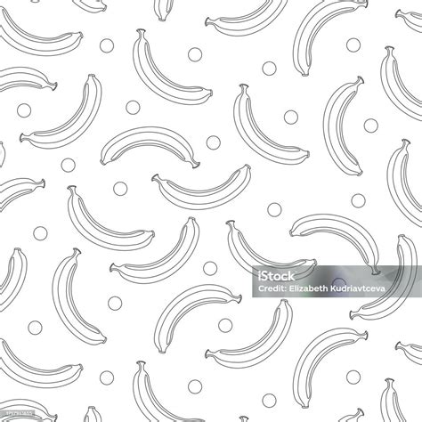 Seamless Coloring Pattern With Bananas Small Circles On White Background Stock Illustration