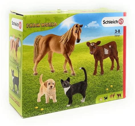 Schleich Farmworld Bauernhof Set Tierfigur Pferd Katze Hund Kalb