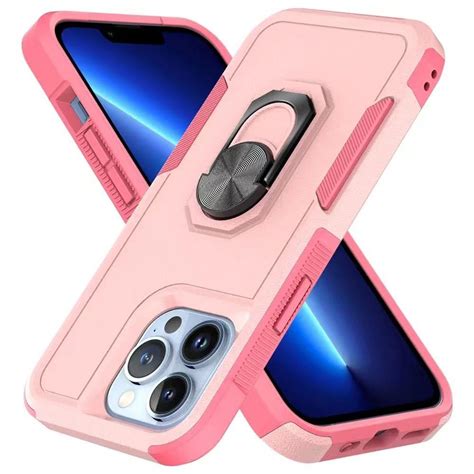 Tuff Shockproof Hybrid Armor Case With Ring Grip For Iphone 14 Pro Max Pink Hd Accessory