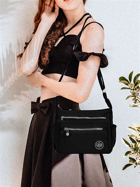 Lava Women Crossbody Bags Waterproof Nylon Shoulder Purse Travel Messenger Bag Handbags Black