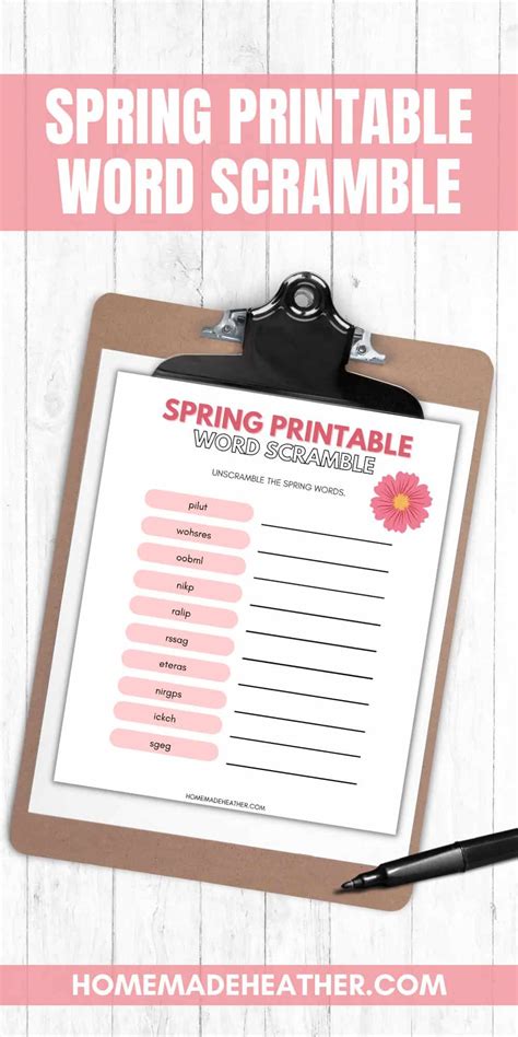 Free Spring Word Scramble Printable Homemade Heather