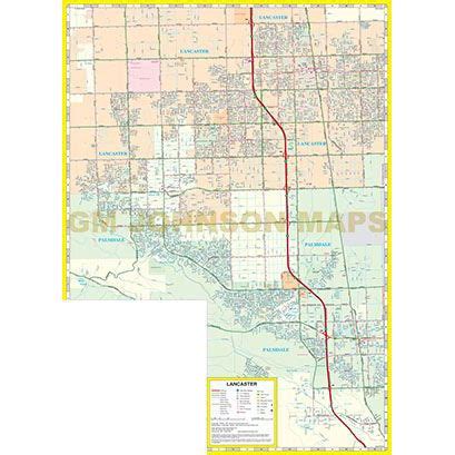 Lancaster / Palmdale, California Street Map - GM Johnson Maps