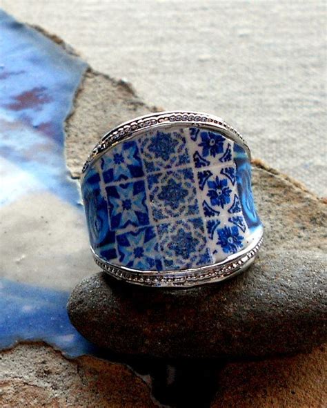 Portugal Antique Azulejo Tile Replica RING Blue Tiles Sao Etsy Blue