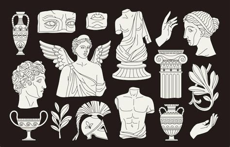 Premium Vector Ancient Greek Sculptures Set