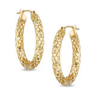 Diamond-Cut Hoop Earrings in 14K Gold | Zales