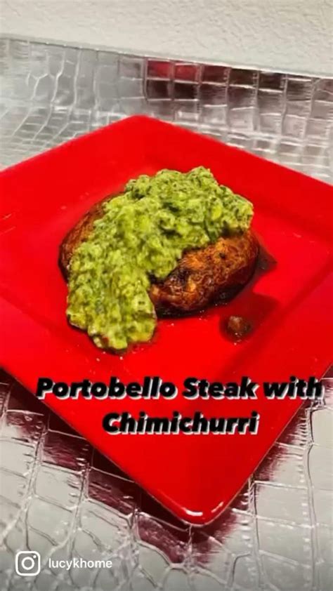 Portobello Steak With Avocado Chimichurri In Vegan Dinner