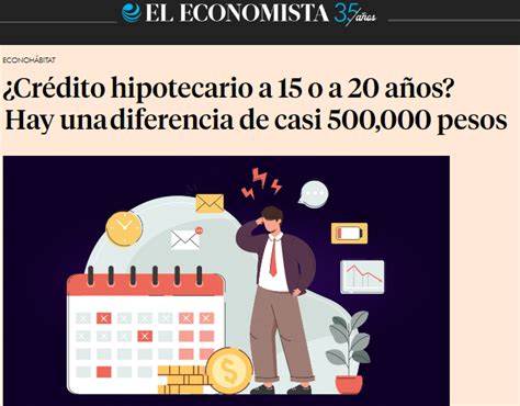 Crédito hipotecario a 15 o a 20 años Hay una diferencia de casi