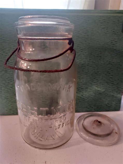 Rare Large Antique Putnam Lightning Clear 1 Quart Glass Canningfruit Jar Ebay