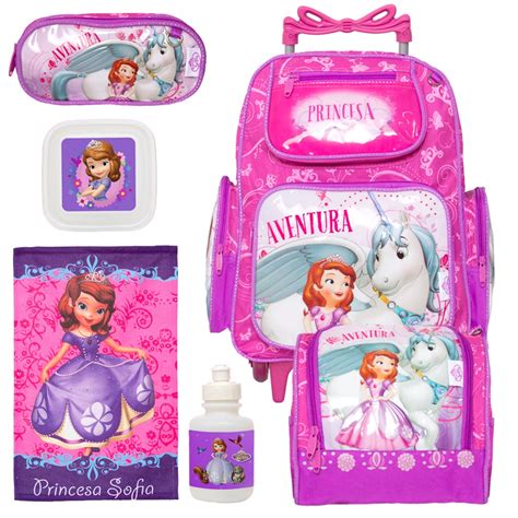 Mochila Infantil Menina Rodinha Princesa Sofia Rosa E Itens No Shoptime