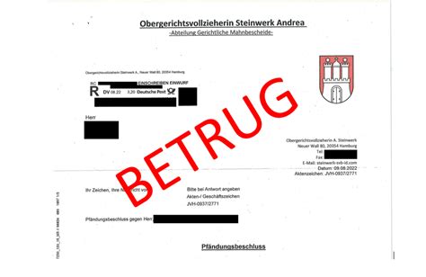 Amtsgericht Hamburg warnt vor Betrugsmasche mit gefälschten