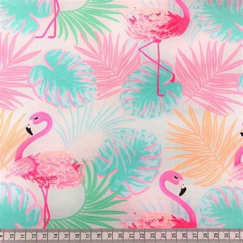 Tissu Coton Flamants Roses Pastel