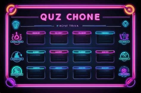 Premium Photo Quiz Questions And Test Menu Choice Neon Template Tv