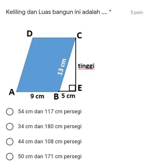 Keliling Luas Dan Bangun Ini Adalaha Cm Dan Cm Persegib Cm