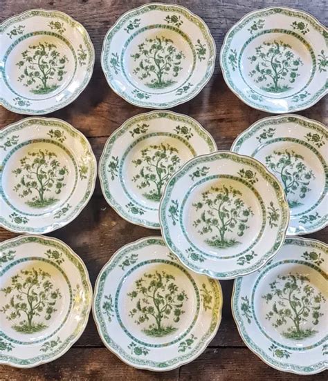 RARE SÉRIE DE 10 Assiettes Creuses Porcelaine De Limoges Haviland Arbre