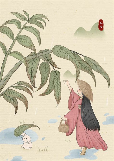 二十四节气插画海报——谷雨（附步骤图）叛逆然 站酷zcool