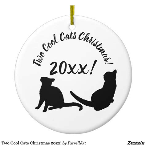 Two Cool Cats Christmas 20xx Ceramic Ornament Christmas Cats Ceramic Ornaments