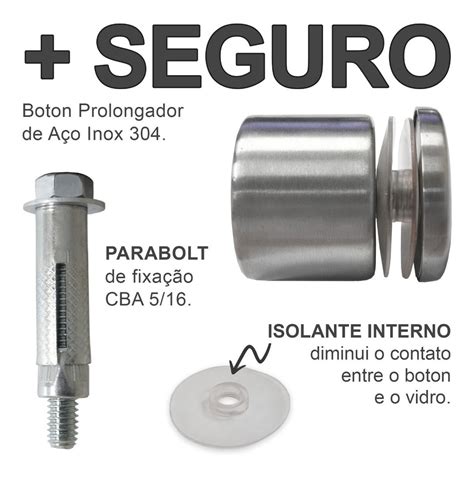 Prolongador Botton Aço Inox 304 Para Vidro Guarda corpo MercadoLivre