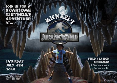 Jurassic World Birthday Invite Personalized With Photo