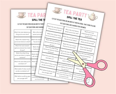 Spill The Tea Game Tea Party Games Printable Tea Party Activities Girls