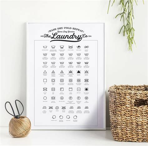 Laundry Guide Print Modern Farmhouse Print Laundry Symbols Chart