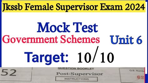 Jkssb Female Supervisor Exam Mock Test Unit Wise Govt