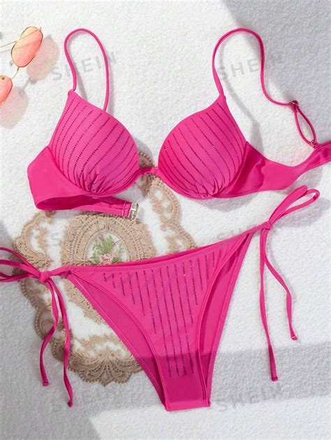 Shein Swim Conjunto De Mai Bikini Feminino De Duas Pe As Suporte E