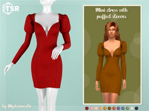 The Sims Resource Mini Dress With Puffed Sleeves