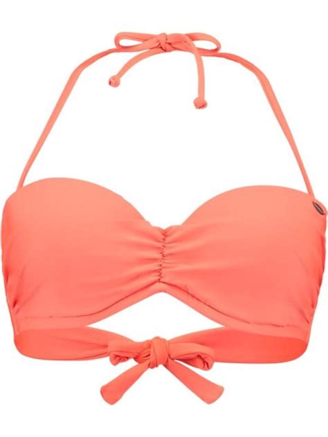 Oneill Fluoro Peach Molded Wire Bandeau Womens Bikini Top For Sale