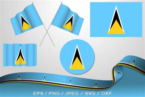 Set Of Saint Lucia Flags Designs Graphic By Terrabismail · Creative Fabrica